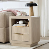 YANSNWO Modern Fluted Dresser and Nightstand Sets, Including 52" W 8 Drawer Dresser and Nightstands Set of 2 with Drawer & Charging Station, Bedroom Set for Home, White Alder