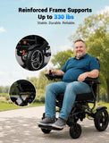 Aotedor Electric Wheelchair for Adults, 35 Miles Dual Battery, Foldable Power Wheelchair with Dual Brushless Motors, 330 lbs Capacity, Airline Approved, Stable & Reliable Performance