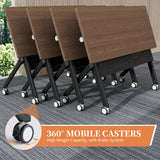 Conference Table, Folding Conference Room Tables with Flip-Top Design, Modern Mobile Training Tables with Wheels