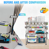 Premium Fishing Rod Holders for Fishing Gear and Equipment with Hooks and Wheels PeBro