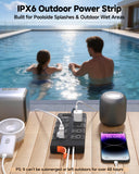 Outdoor Power Strip Waterproof IPX6, Outlet Extender, 8 AC+4USB