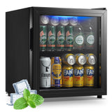 WANAI Beverage Refrigerator Cooler 1.6 Cu.Ft Freestanding Beer Fridge with Glass Door LED Light and Adjustable Shelf for Soda or Wine, Perfect for Home Bar Office