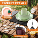 LemonRoad 32 Pcs/4 Sets Camping Dinnerwares, 4 Person Camping Mess Kit with Plastic Plates Bowls Cups and Stainless Steel Cutlery Set for Family Rv Hiking Picnic Outdoor