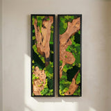 Handmade Preserved Moss Wall Art with Solid Cedar Wood Frame, 100% Real Moss Wall Decor, Maintenance-Free Greenery Art for Modern Office & Home, Unique Vertical Nature Art Gift 1 Piece, 16" x 43"