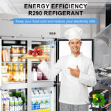 Ferueo Commercial Refrigerator 48" W 4 Door Stainless Steel Reach-in Solid Door Upright Fridge Fan Cooling 36 Cu.ft Refrigerators 32-47°F