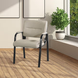 Office Star FL Series Faux Leather Guest Office Chair with Black Finish Frame, Taupe