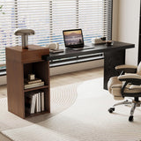67 inch Executive Work Desk for Home Office Modern Office Desk with Storage Black Large Computer Desk Heavy Duty Study Writing Table Business