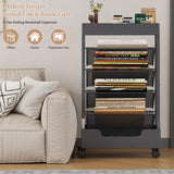 UMDONX Modern Mobile Book Cart Single-Sided Rolling Bookshelf with Metal Top & Base, Premium Snap-in Shelves, Heavy Duty & Elegant Storage, Gray
