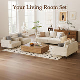 NessCarsti Upholstered Fabric 2-Seater Sofa Couch with Low Back, Beige
