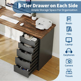 Computer Desk with 5 Drawers, 47 Inch Modern Simple Study Writing Desk with Storage, Rustic Home Office Desk