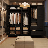GarveeHome Armoire Wardrobe Closet with 2 Drawers,72 in Wooden Wardrobe Cabinet with Hanging Rod, Tall Clothing Armoire Cabinet with Doors and 18 Adjustable Shelves for Bedroom, Clothes, Black
