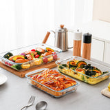 High Borosilicate Glass Baking Tray 3-Piece Set, 2.3 Quarts+1.6 Quarts+1.0 Quarts Rectangular Glass Baking Dish Container for Microwave and Oven, Suitable for Cooking, Baking Bread, Cakes and Meals