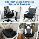 5 STARS UNITED Seat Cushion for Tailbone Pain Relief – Large Memory Foam Cushion for Coccyx, Hip, Sciatica & Post-Surgery Recovery – Wheelchair, Car, Desk