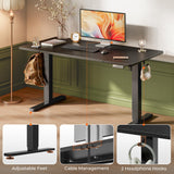 Huuger 55 x 28 Large Electric Standing Desk, Height Adjustable Computer Desk, 27.6" Deep Desktop, Stand up Gaming Office Table with 2 Hooks