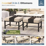 MFSTUDIO 6 Piece Metal Patio Furniture Set with Fire Pit Table, Beige