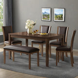 6 Piece Dining Table Set, Counter Height Kitchen Sets, Walnut