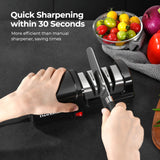 Electric Knife Sharpener, Precise 20° Diamond Knife Sharpener for Kitchen Knives, Quick Repairing in 40 Seconds, with Metal Dust Collection Box & Special Port for Scissors, Black