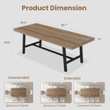GarveeHome 63-83" Extendable Dining Table, Industrial Rectangular Dining Room Table for 6-8 People