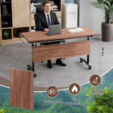 Modular Foldable Conference Table Stackable Flip Top Training Meeting Table with Wheels