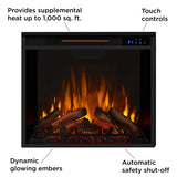 Real Flame Chateau 41” Electric Fireplace with Mantel for Living Room or Bedroom, Replaceable Fireplace Insert Heater, Realistic Log and Flame Effect, Remote Control, Timer