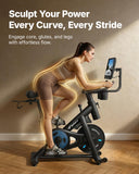 MERACH Exercise Bike, Brake Pad Stationary Bike with Exclusive App, Low Noise Indoor Cycling Bike with 270lbs Capacity, Tablet Mount and Fitness Courses for Weight Loss-Orange