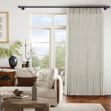 Macochico Extra Wide Natural Linen Linen Curtains Pinch Pleated for Sliding Glass Door Living Room Bedroom Light Filtering Privacy Window Treatments with Tieback, 120”Wx108”L, Fog, 1 Panel