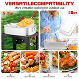 RYHOFOUD Propane Deep Fryer with 18Qt Square Deep Fryer Pot – High Grade Strainer Basket Aluminum Pot for Fish Fry, Seafood Pot