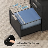 Executive Desk with Power Outlet and File Drawer, Modern Home Office Desk with 3 Large Cabinets and Privacy Panel