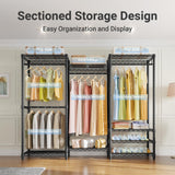 VIPEK V5 Portable Closet Wardrobe Heavy Duty Clothes Rack, Freestanding Clothing Rack with 4 Hang Rods & 8 Shelves, Adjustable Closet Racks, 68.9" L x 15.7" W x 76.4" H, Max Load 890LBS, Black