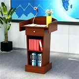 Conference Lectern, Classroom Podium Stand, Wooden Pulpit,Teak,+Drawer