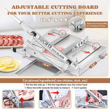 Moongiantgo Manual Frozen Meat Slicer Bone Short Rib Cutter Chicken Chopper Machine 13.5 Inch Double Blade Heavy Duty Guillotine Biltong Cutter for Korean BBQ Shabu Hot Pot (KD0288)