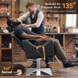 AreShark Barber Chair, Reclining Heavy Duty Salon Chair with Hydraulic Pump & Adjustable Headrest, Professional Beauty Styling Hair Chair for Hair Stylist, Hairdresser, Barbershop, Home, Black