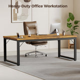 Mericonia 54 Inch Computer Desk with Power Outlets, 1.2" Thick Heavy Duty Industrial Office Desk