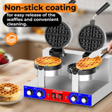 HTTSICHI Commercial Belgain Waffle Maker - Rotating Double Waffle Maker w/Non-stick and 1.2 in Thick, Filp Belgian Waffle Machine w/ 122-572℉ Temp Range