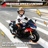 HEIMILI 24V Kids Motorcycle, Aprilia RSV4 Licensed Electric Ride on for 3-6 Years, 51" Large Motorbike with Training Wheels, Bluetooth, Speed 5mph (Blue, 24V(51 * 31 * 22))
