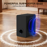 Sound Bar Speakers Bluetooth Wireless, TV Speakers Sound Bar Subwoofer, Home Theater Surround Sound Bar HDMI(ARC) Optical AUX USB 2.1ch Home Audio Sound System TV PC Gaming Wall Mount 3EQ, Black