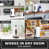 Stainless Steel Tension Arm Paper Towel Holder - Easy One-Handed Operation - This Sturdy Weighted Paper Towel Dispenser Countertop Model Has Suction Cups and Holds All Paper Towel Rolls (Black)