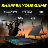 msi Cyborg A15 AI 15.6" FHD 144Hz Gaming Laptop, AMD Ryzen 9 270, GeForce RTX 5060, 32GB RAM, 3TB Storage(2TB SSD+1TB Docking Station Set), 4-Zone RGB Keyboard, Wi-Fi 6E, Win 11 Pro, Black