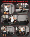 GarveeLife Smith Machine Home Gym with Barbell Bar, Cable System
