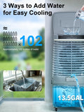 Uthfy 4000CFM Swamp Cooler for Large Room, 41” Evaporative Air Cooler with 13.5Gal Detachable Water Tank, 12H Timer, Ambient Light, 120° Oscillation, Indoor & Outdoor Air Conditioner for Patio, Garage