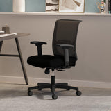 Lumbar Support, Synchro‑Tilt Desk Chair with Wheels for Home Office or Computer Use, Black Frame