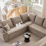 Sectional Cloud Couch for Living Room, Big Comfy Corduroy Couches Set with Fluffy Memory Foam