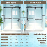 LOHCEH Shower Door,56-60" W x 76" H Sliding Frameless Shower Door,Adjustable Width,5/16"(8mm) SGCC Tempered Glass,Stainless Steel Hardware,Black