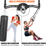HWOOUSA 48" Ceiling Mount Pull Up Bar - Heavy Duty Multi-Grip Chin Up Bar for Garage/Home Gym and Strength Training, Adjustable Height&Supports to 600 Lbs