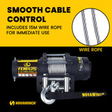Novawinch Fenix 2500 Wire Cable Winch - 2500 lb Electric Winch 12 Volt - ATV UTV Pulling Winch - Steel Wire Rope with 4 Way Roller Fairlead - 3 Stage Planetary Gearbox - Mechanical Load Holding Brake