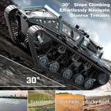 Mostop RC Tank Car, 1:16 Scale 2.4Ghz Remote Control Crawler High Speed Tank, Off-Road RC Tracked Vehicles 360°Rotating Drifting Car with 2 Batteries, Military Truck for Kids Adults, Gray