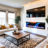 VENDROZ 72 Inch Electric Fireplace, Ultra-Thin Fire Places Electric Fireplace Inserts Recessed and Wall Mounted with Remote Control, 750W/1500W Fireplace Electric Heater with Timer, Multi-Flame