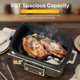 SUNVIVIPRO 12-in-1 Programmable Slow Cooker Roaster Oven, 8 Quart Digital Multi-Cooker Food Warmer with Timer, Temp Control & Auto Shut Off, Removable Non-Stick Pot, Dishwasher-Safe Glass Lid, Black