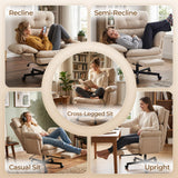 Criss Cross Office Chair with Foot Rest, Big and Tall Office Desk Chair with Flip Armrests for Pets & Cross Legged Sitting, Comfy Executive Ergonomic Reclining Computer Gaming Vanity Chair, White