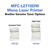 Brother Monochrome Laser Printer, MFCL2710DW, Wireless Networking, Duplex Printing
